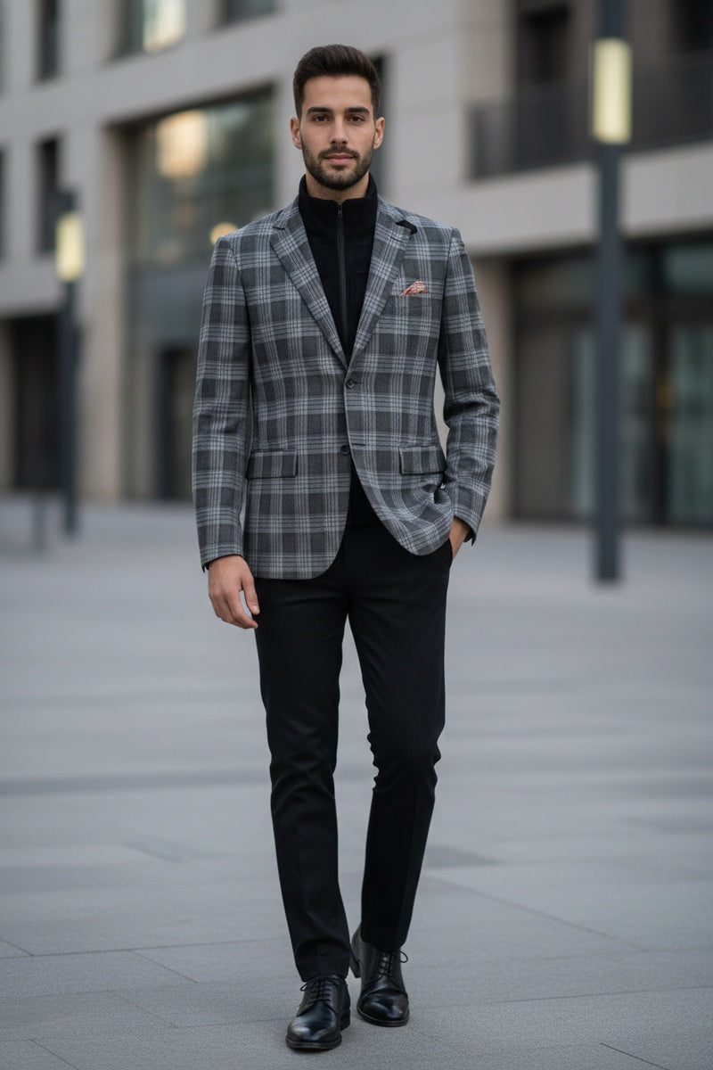 Grey Windowpane Sports Jacket