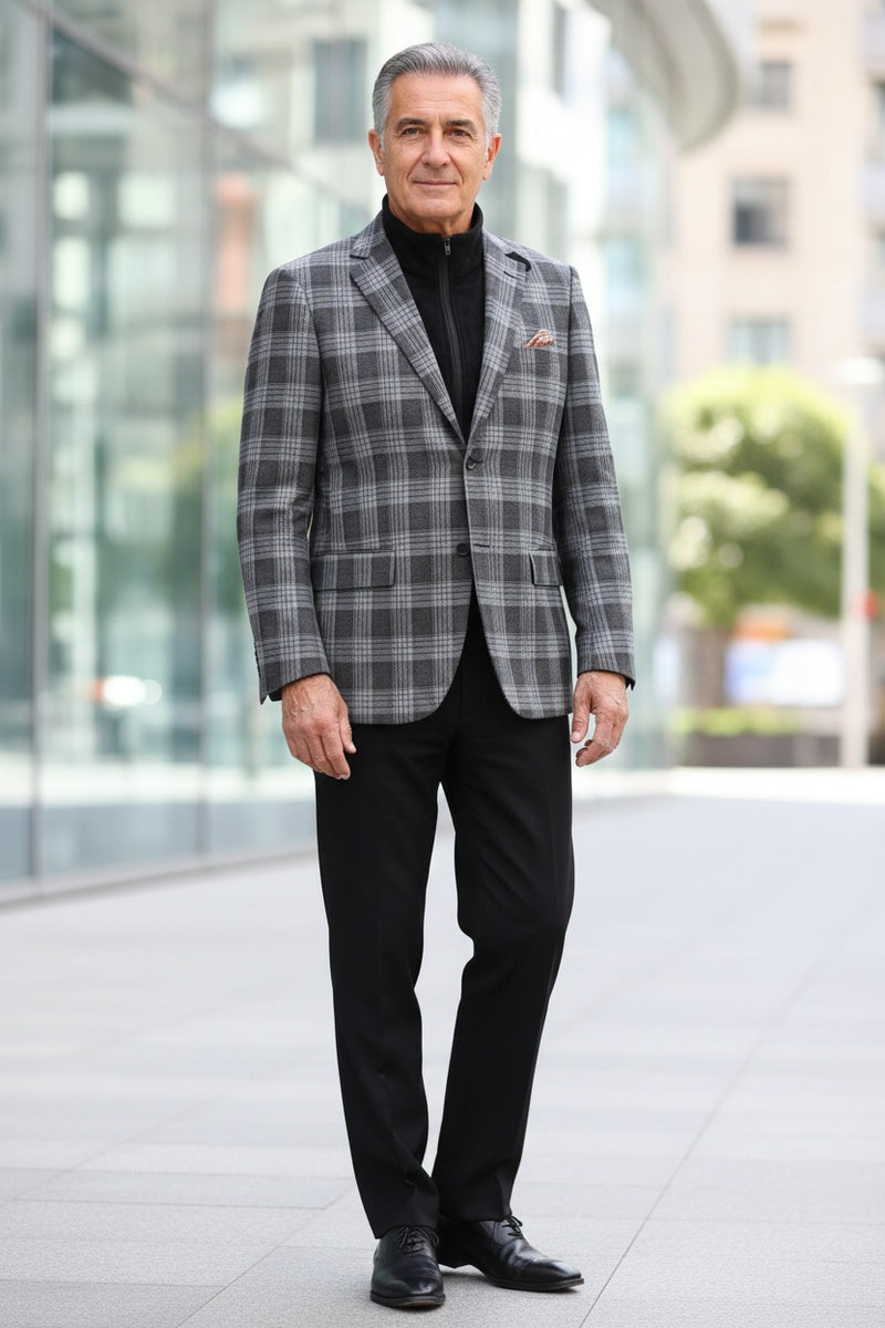 Grey Windowpane Sports Jacket