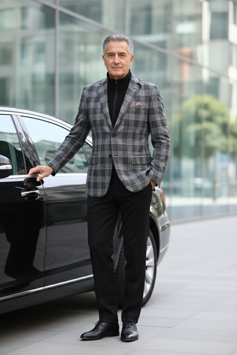 Grey Windowpane Sports Jacket