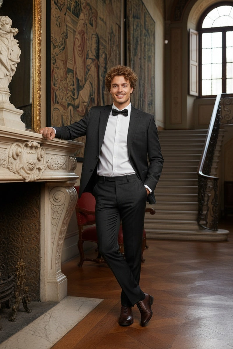 Black Windowpane 2-Button Notch Suit (2-Piece Set)