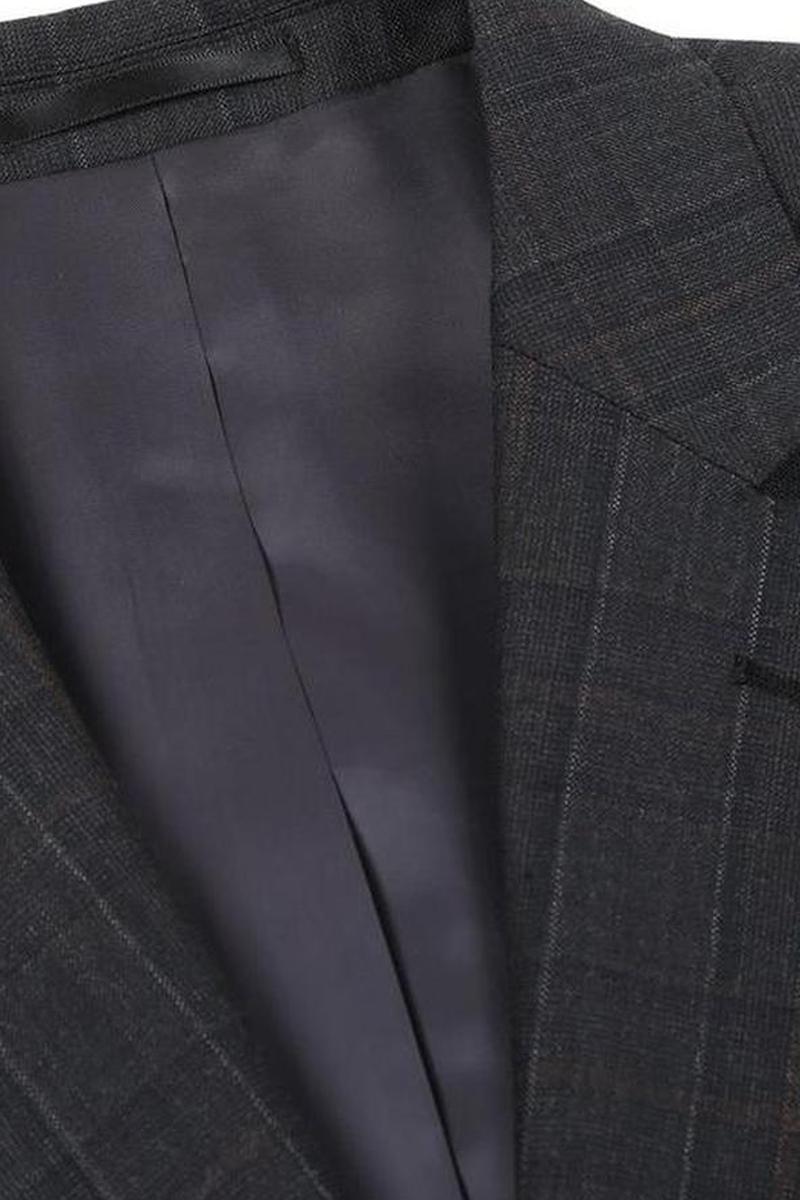 Black Windowpane 2-Button Notch Suit (2-Piece Set)