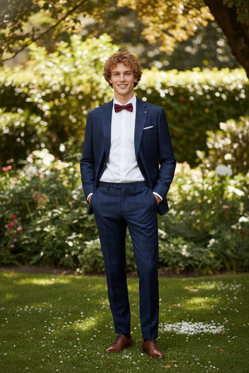 Blue Windowpane 2-Button Notch Suit (2-Piece Set)