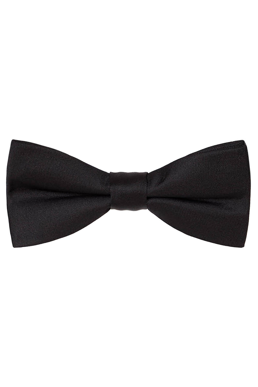 Black Solid Satin Silk Bow Tie
