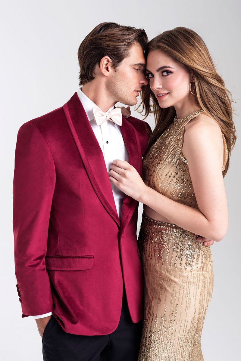 Allure Men "Venice" Ruby Red Velvet Dinner Jacket (Separates)