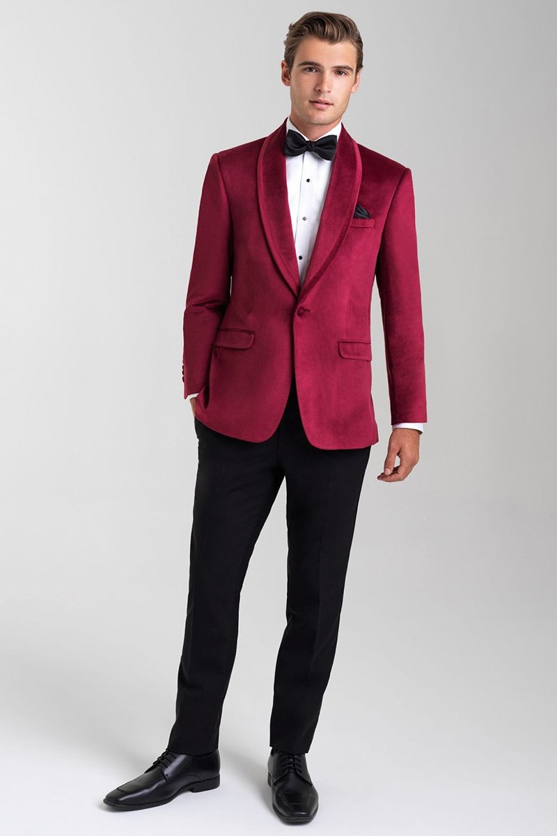 Allure Men "Venice" Ruby Red Velvet Dinner Jacket (Separates)
