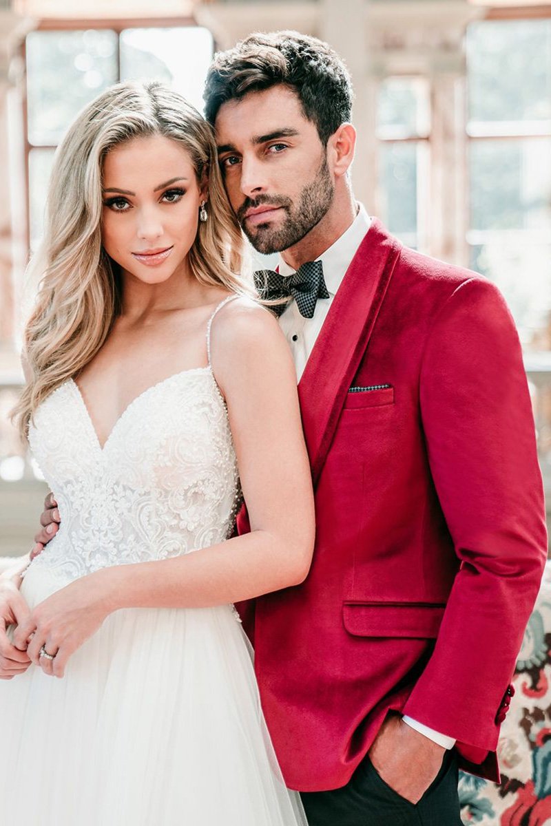 Allure Men "Venice" Ruby Red Velvet Dinner Jacket (Separates)
