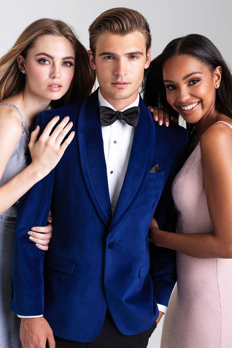 Allure Men "Venice" Sapphire Blue Velvet Dinner Jacket (Separates)