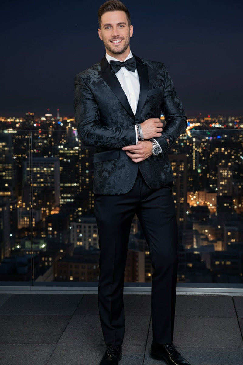 "Amsterdam" Black Tuxedo Jacket (Separates)