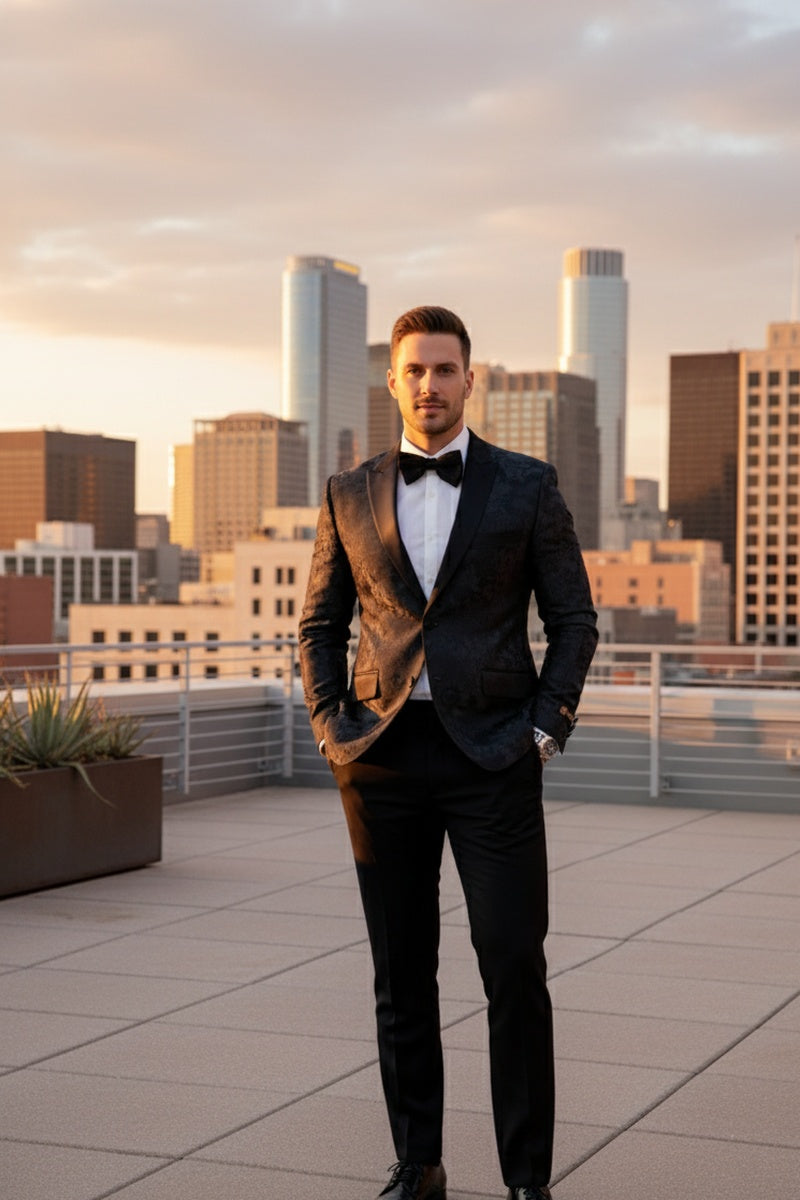 "Amsterdam" Black Tuxedo Jacket (Separates)