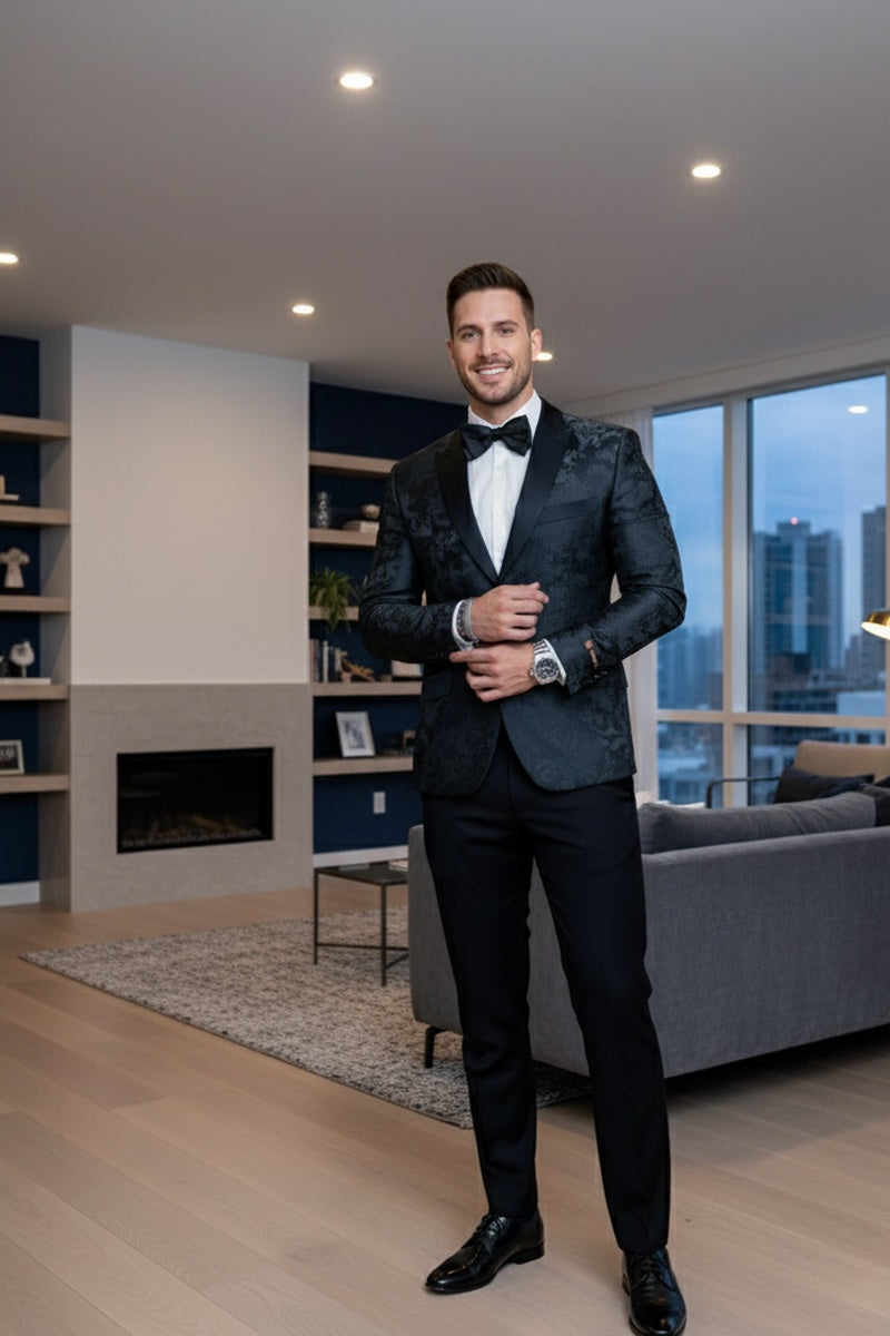 "Amsterdam" Black Tuxedo Jacket (Separates)