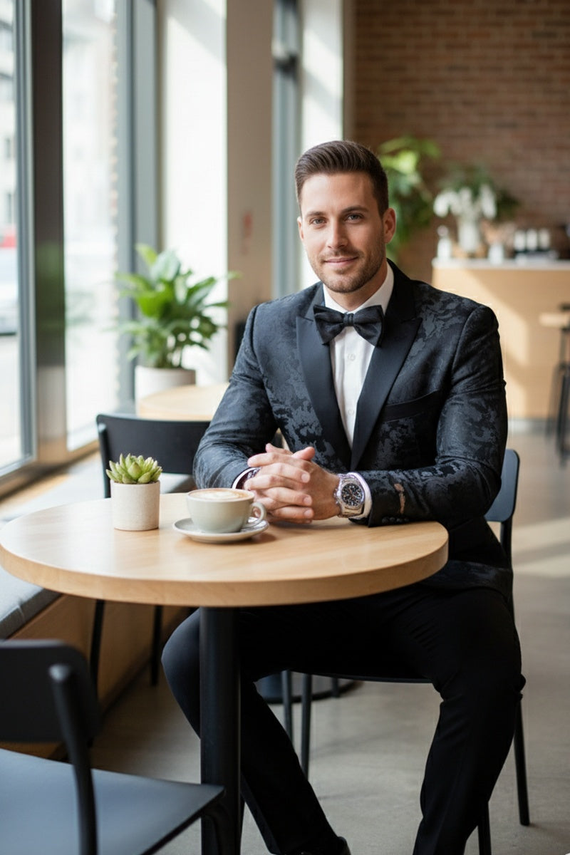 "Amsterdam" Black Tuxedo Jacket (Separates)