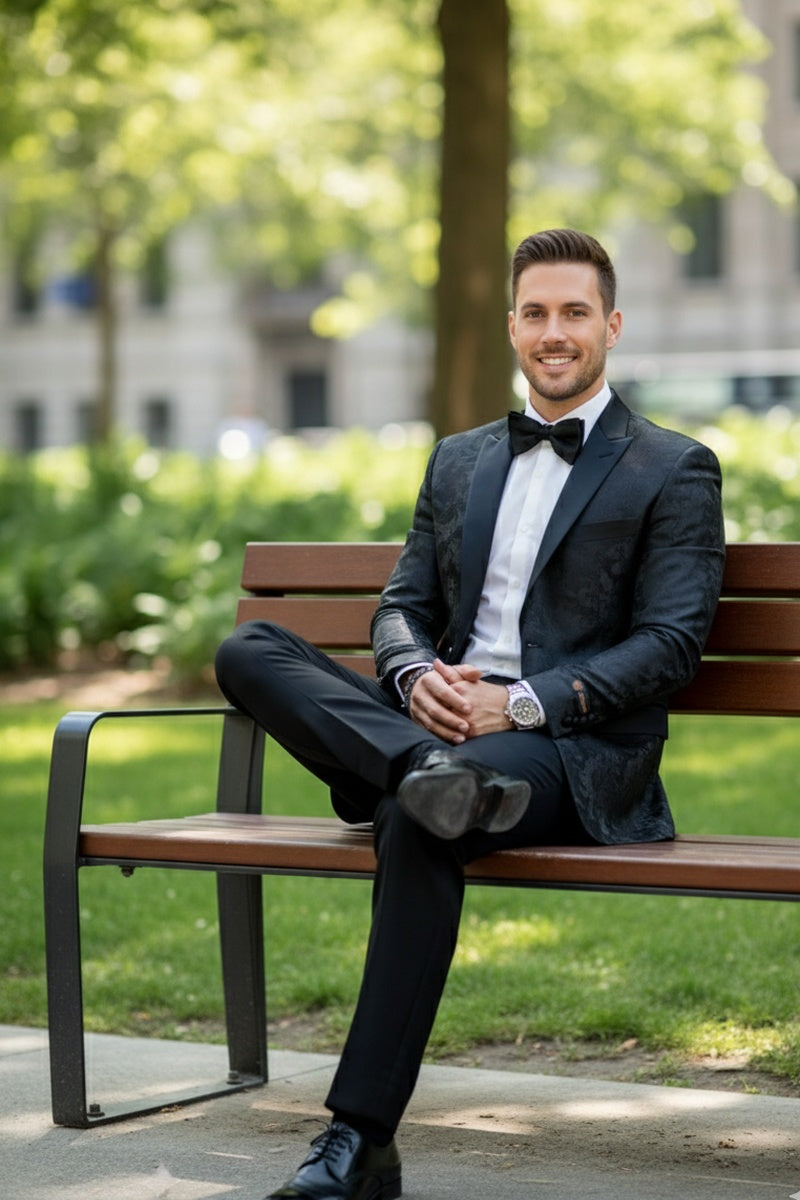"Amsterdam" Black Tuxedo Jacket (Separates)