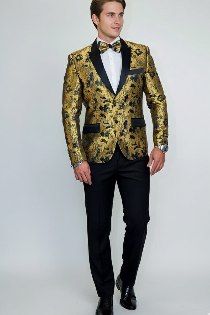 slim fit dress slacks Xander Xiao Amsterdam Gold Tuxedo Jacket (Separates) L Slim