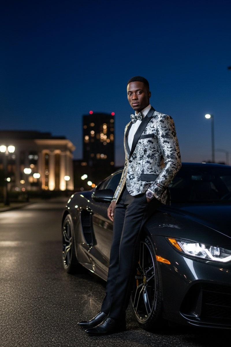 "Amsterdam" Silver Tuxedo Jacket (Separates)
