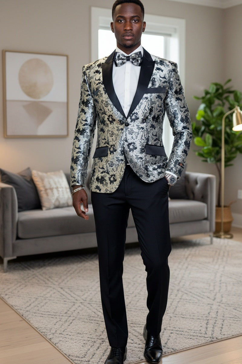 "Amsterdam" Silver Tuxedo Jacket (Separates)