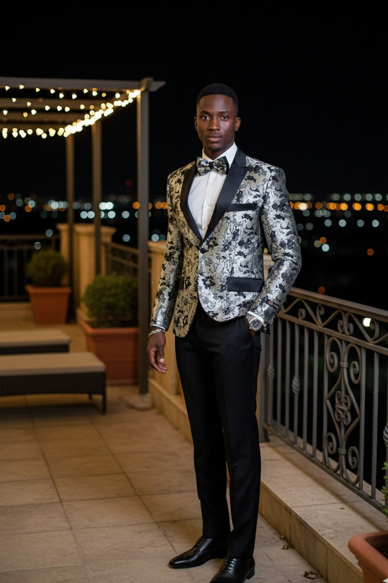 "Amsterdam" Silver Tuxedo Jacket (Separates)