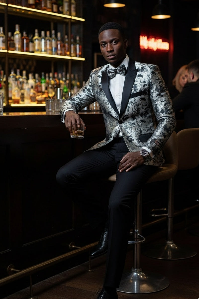 "Amsterdam" Silver Tuxedo Jacket (Separates)