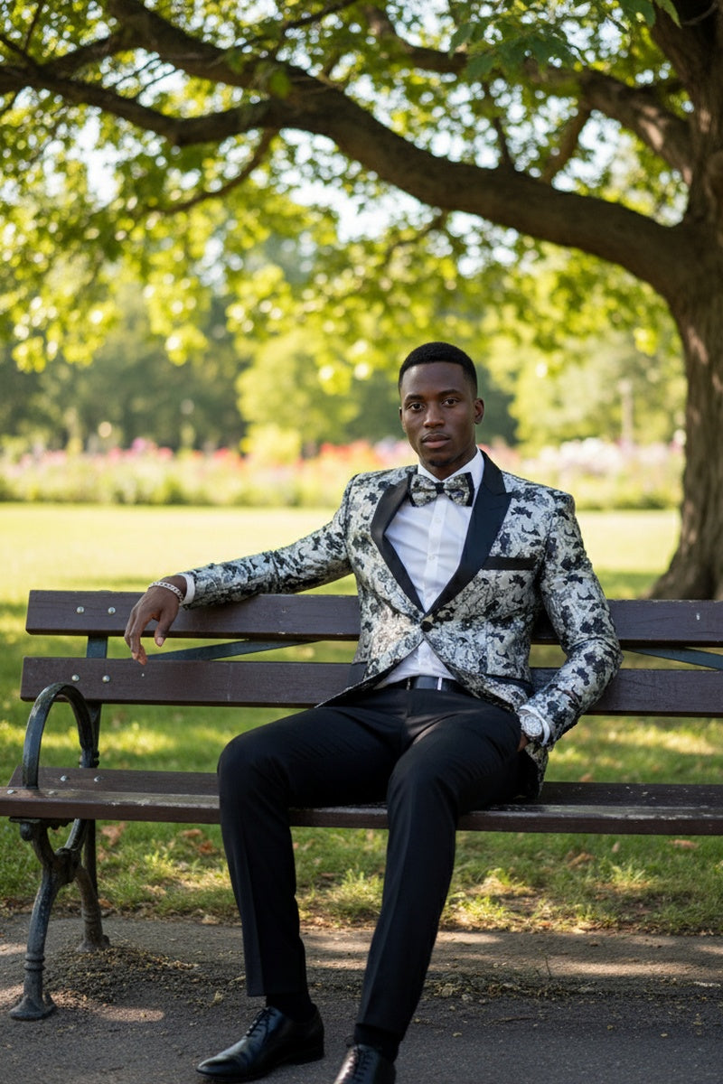"Amsterdam" Silver Tuxedo Jacket (Separates)