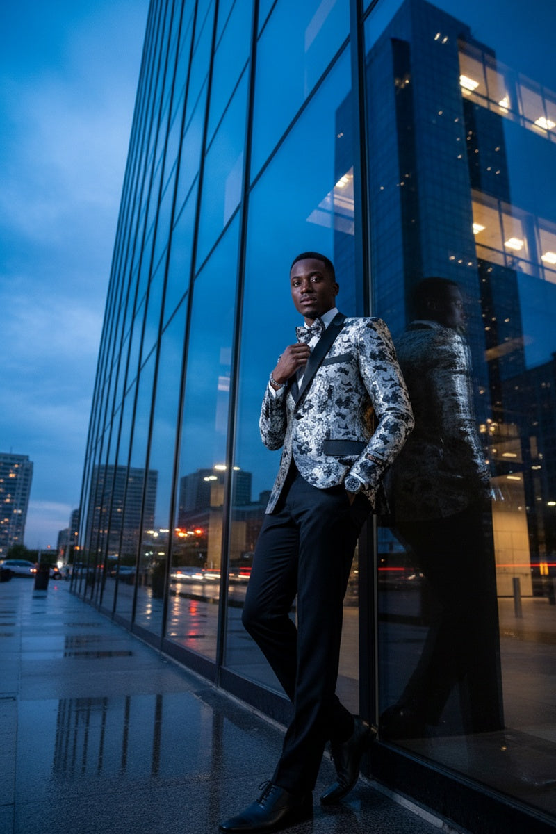 "Amsterdam" Silver Tuxedo Jacket (Separates)