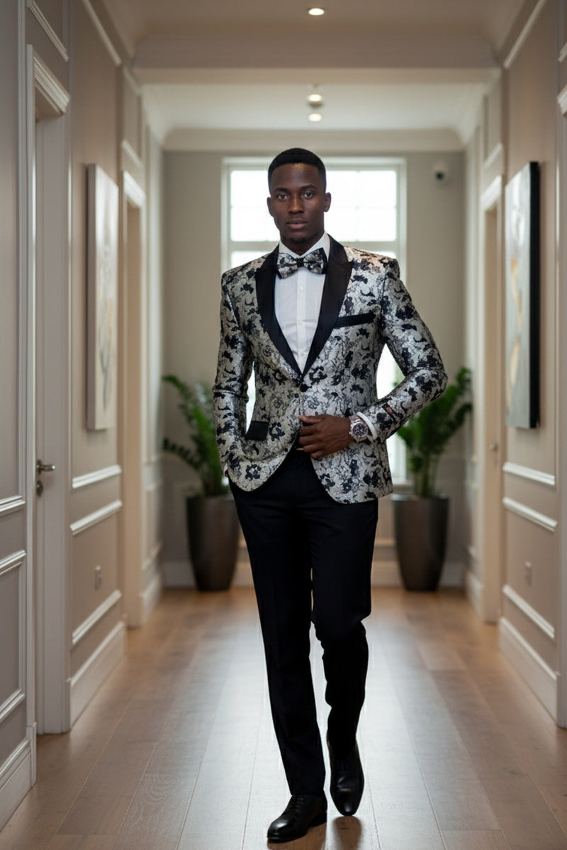 "Amsterdam" Silver Tuxedo Jacket (Separates)