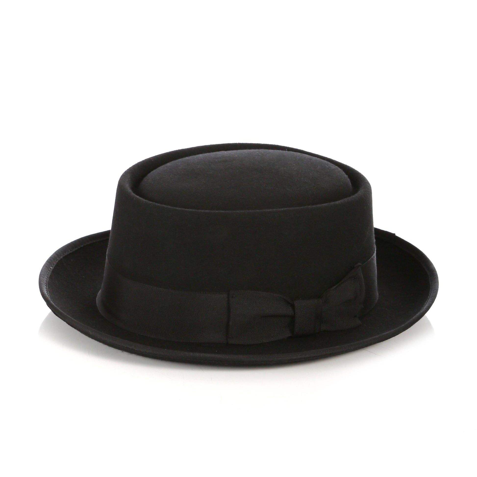 Black Wool Pork Pie Hat - Ferrecci USA 