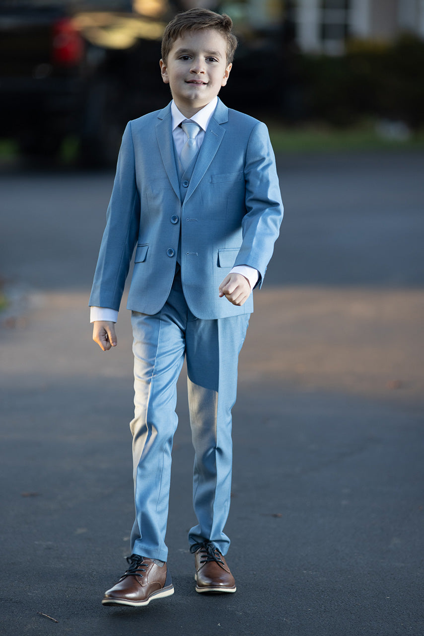 BLACKTIE "Liam" Kids Denim Blue Suit (5-Piece Set)