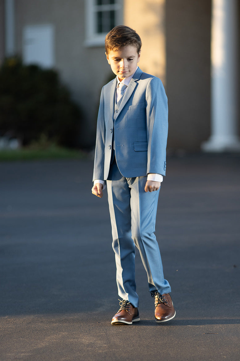 BLACKTIE "Liam" Kids Denim Blue Suit (5-Piece Set)