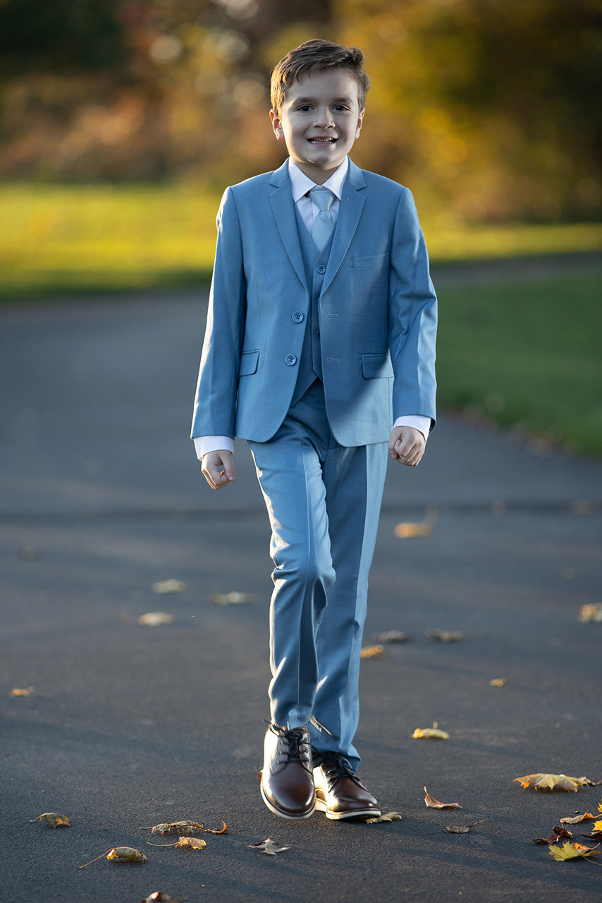BLACKTIE "Liam" Kids Denim Blue Suit (5-Piece Set)