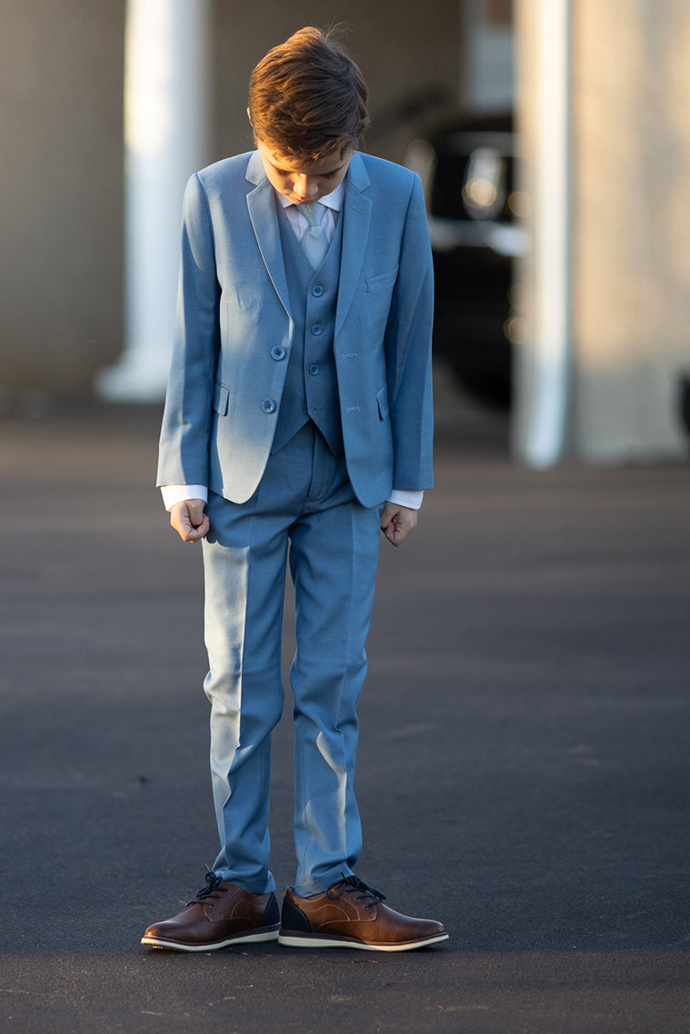 BLACKTIE "Liam" Kids Denim Blue Suit (5-Piece Set)