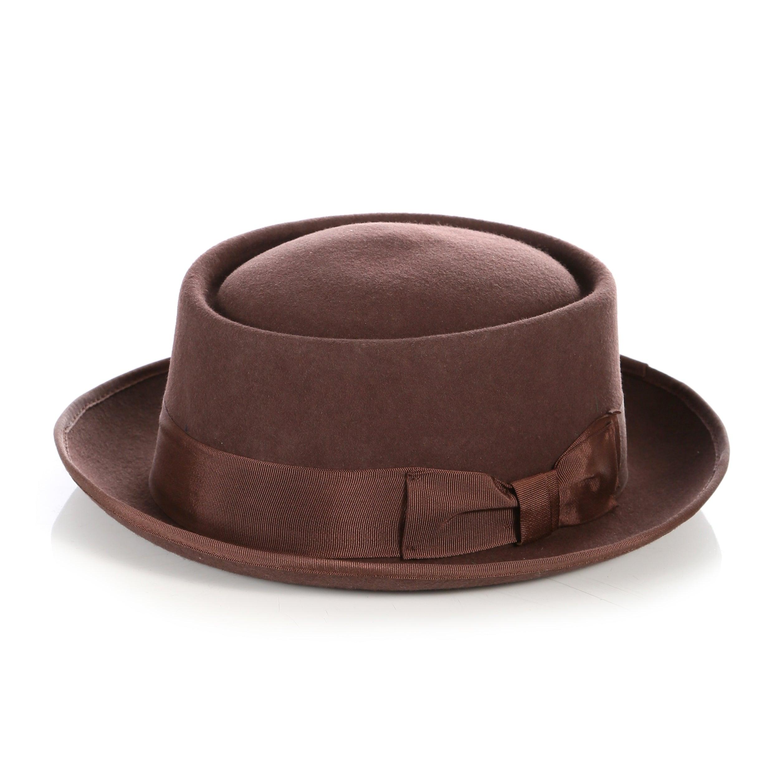 Brown Wool Pork Pie Hat - Ferrecci USA 