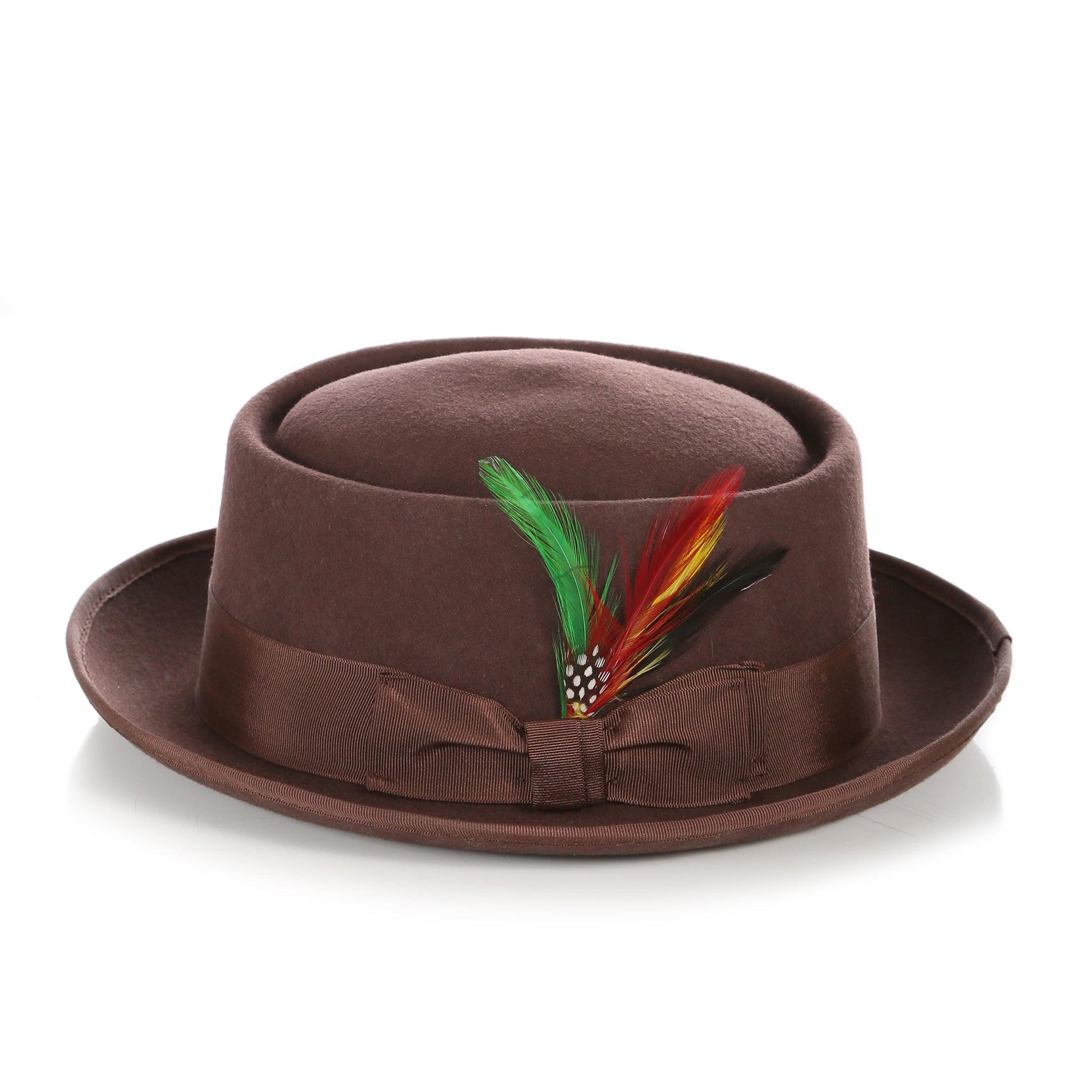 Brown Wool Pork Pie Hat - Ferrecci USA 