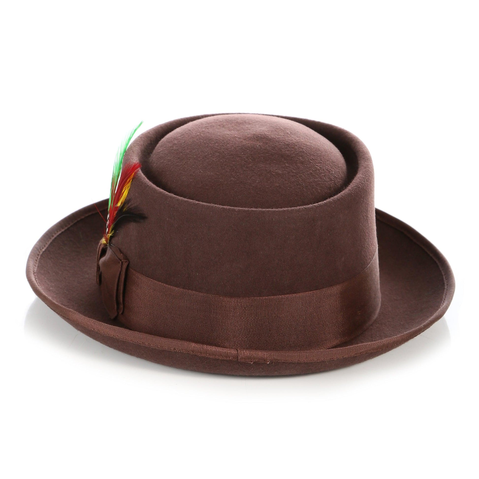 Brown Wool Pork Pie Hat - Ferrecci USA 