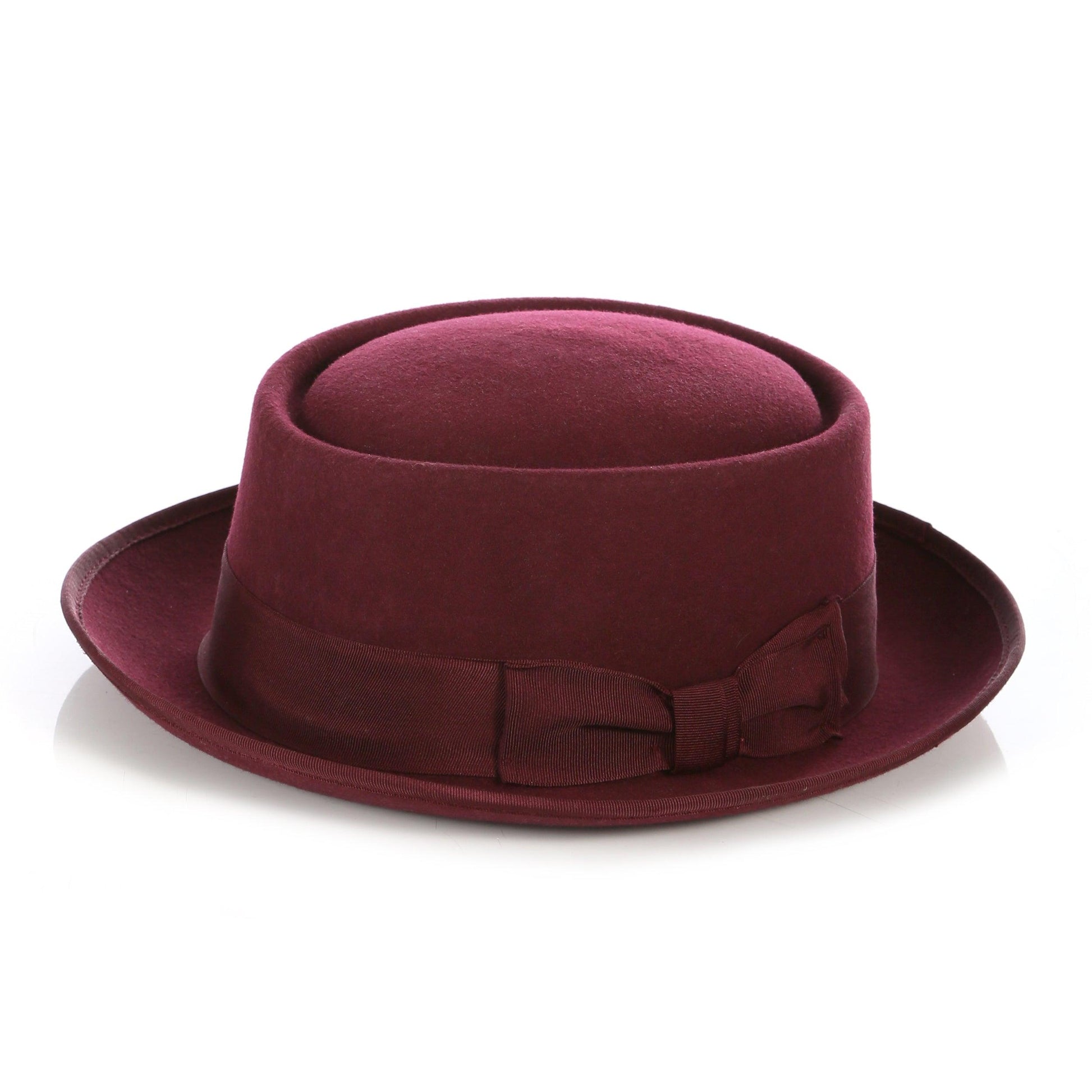 Burgundy Wool Pork Pie Hat - Ferrecci USA 