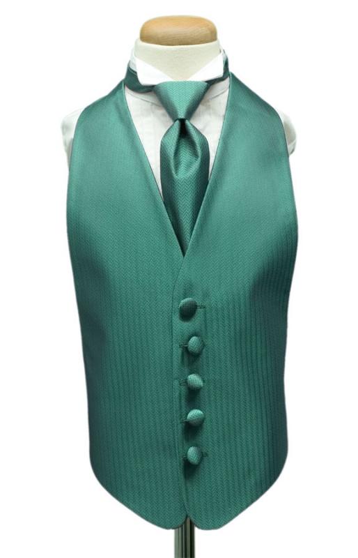 Cardi Aqua Herringbone Kids Tuxedo Vest