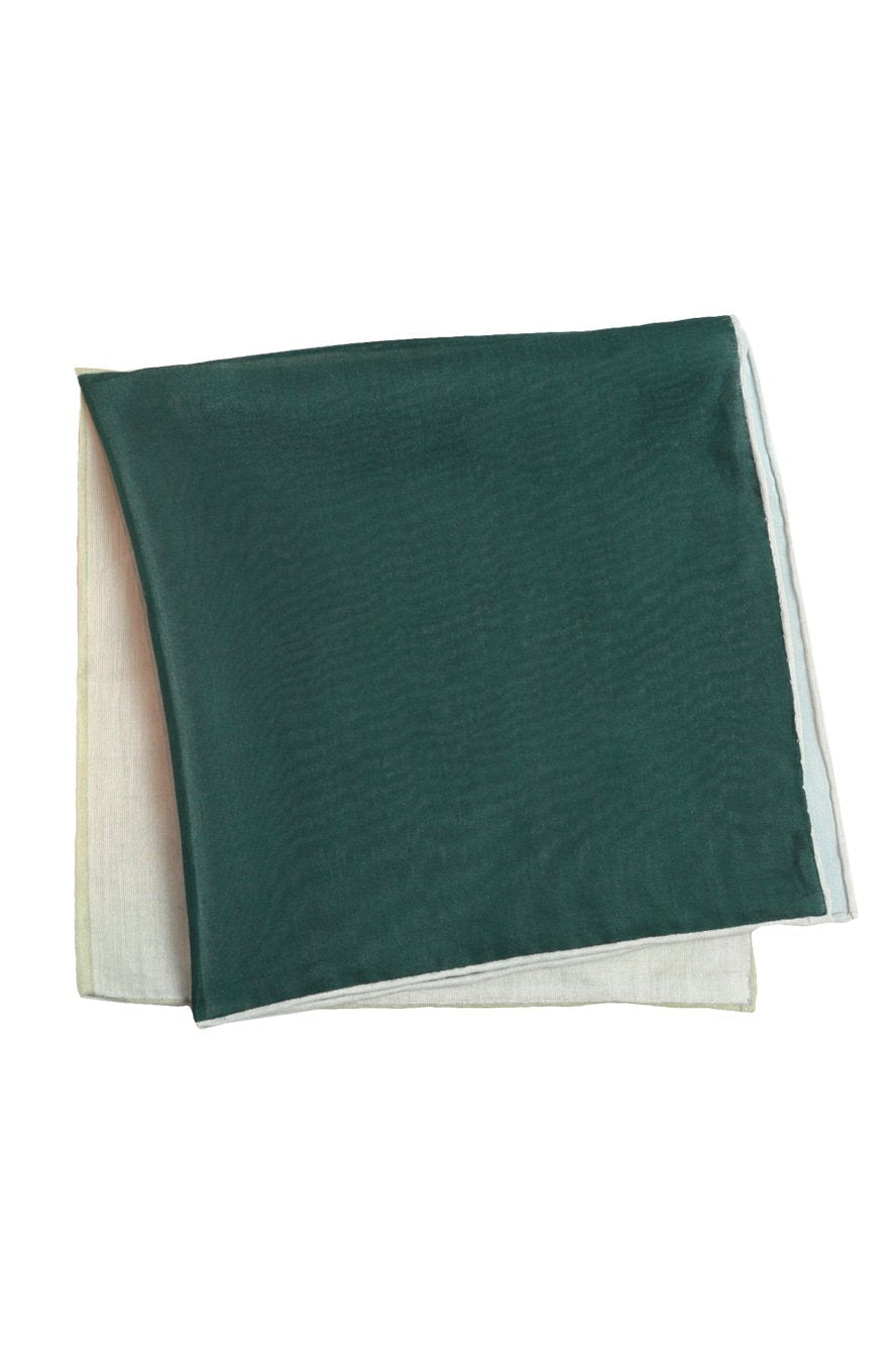 Cristoforo Cardi Green Silk & Cotton Blend Quad Pocket Square