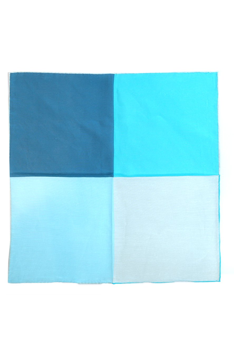 Cristoforo Cardi Teal Silk & Cotton Blend Quad Pocket Square