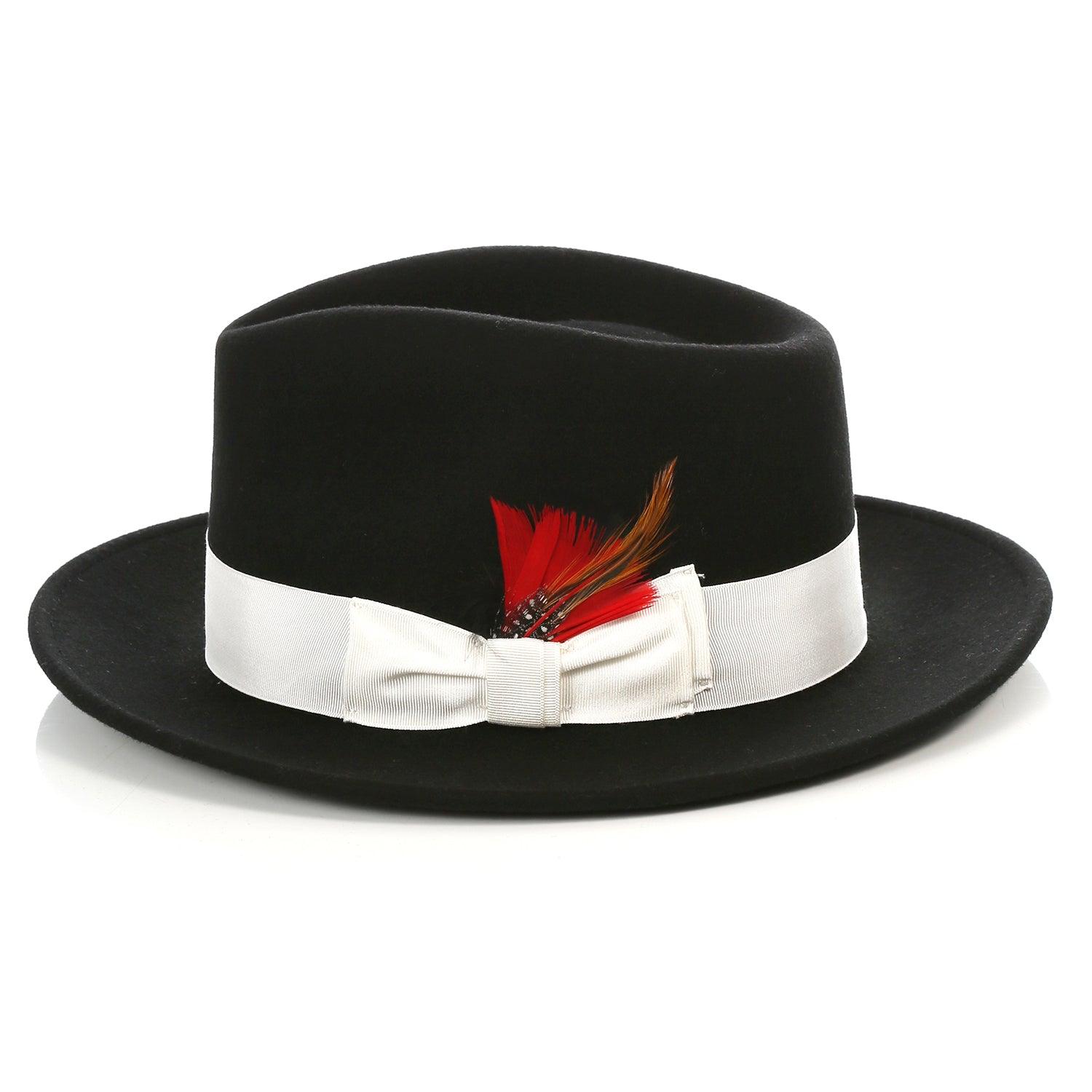 Crushable Fedora Hat in Black With White Band - Ferrecci USA 