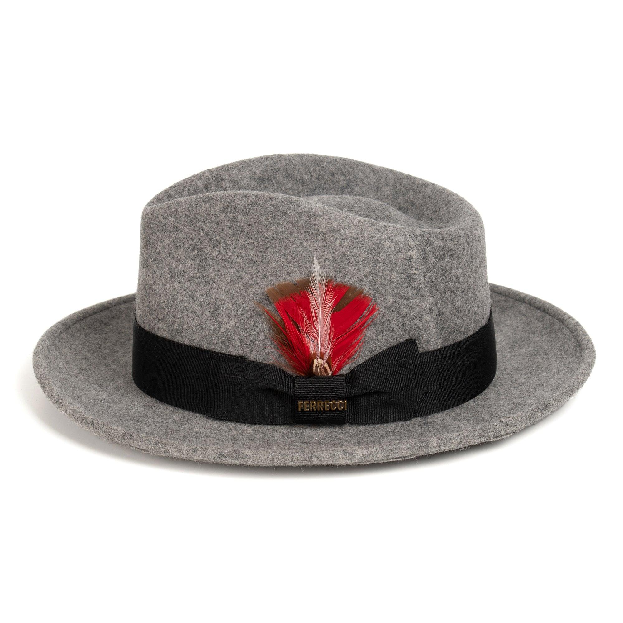 Crushable Grey Melange 100% Australian Wool Fedora Hat - Ferrecci USA 