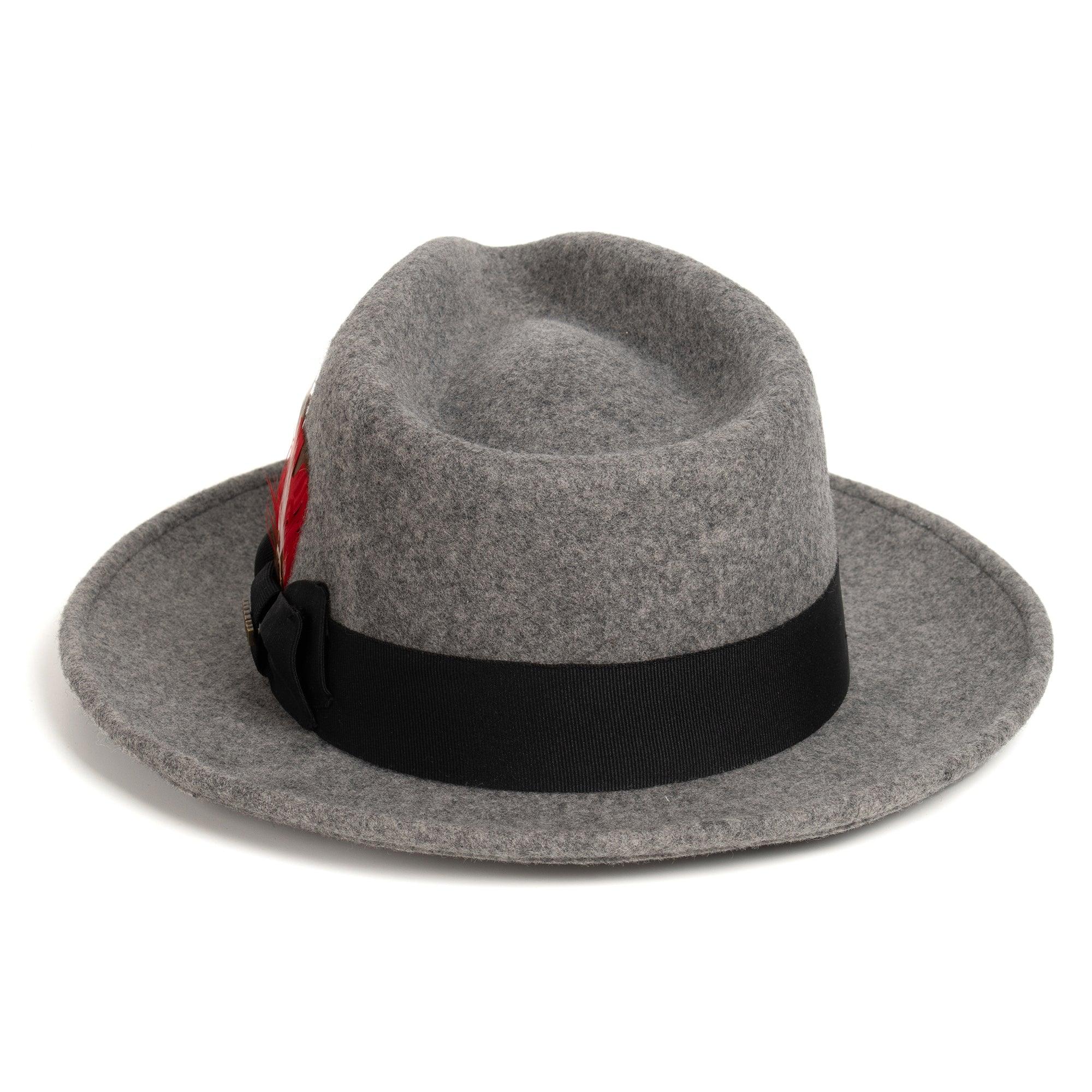 Crushable Grey Melange 100% Australian Wool Fedora Hat - Ferrecci USA 