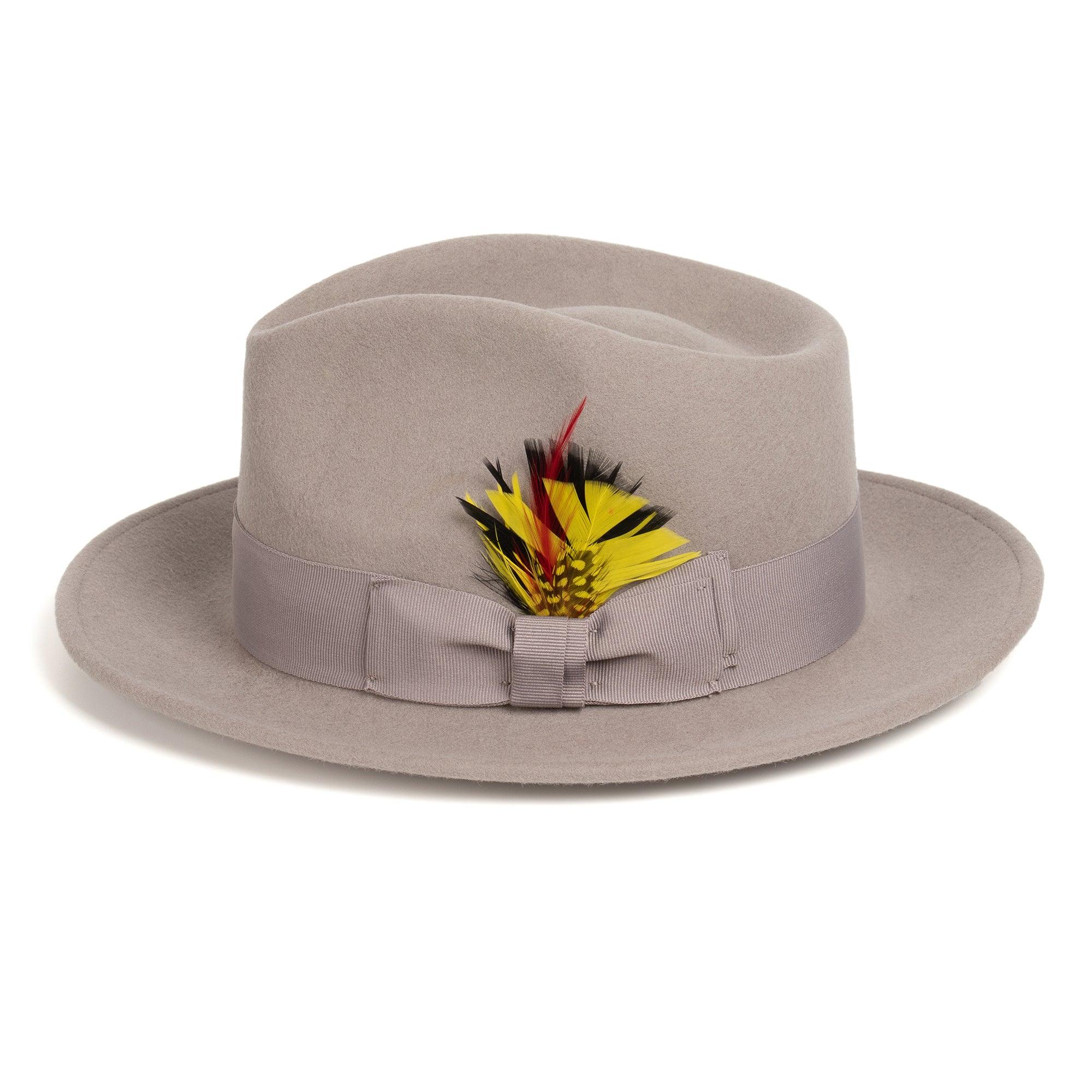 Crushable Light Grey 100% Australian Wool Fedora Hat - Ferrecci USA 