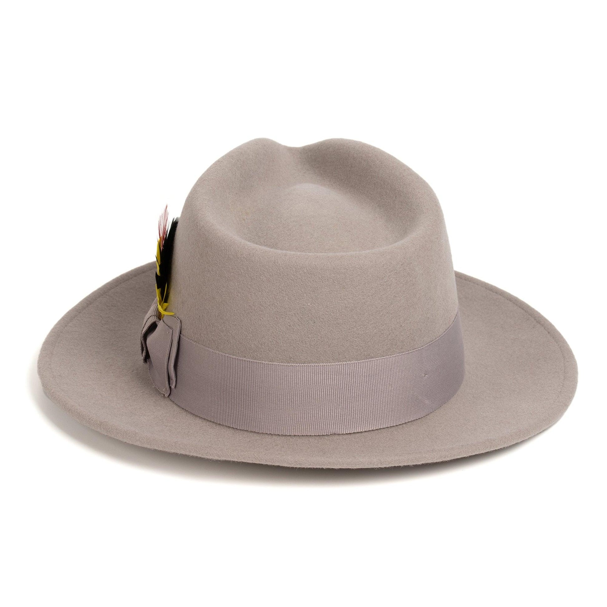 Crushable Light Grey 100% Australian Wool Fedora Hat - Ferrecci USA 