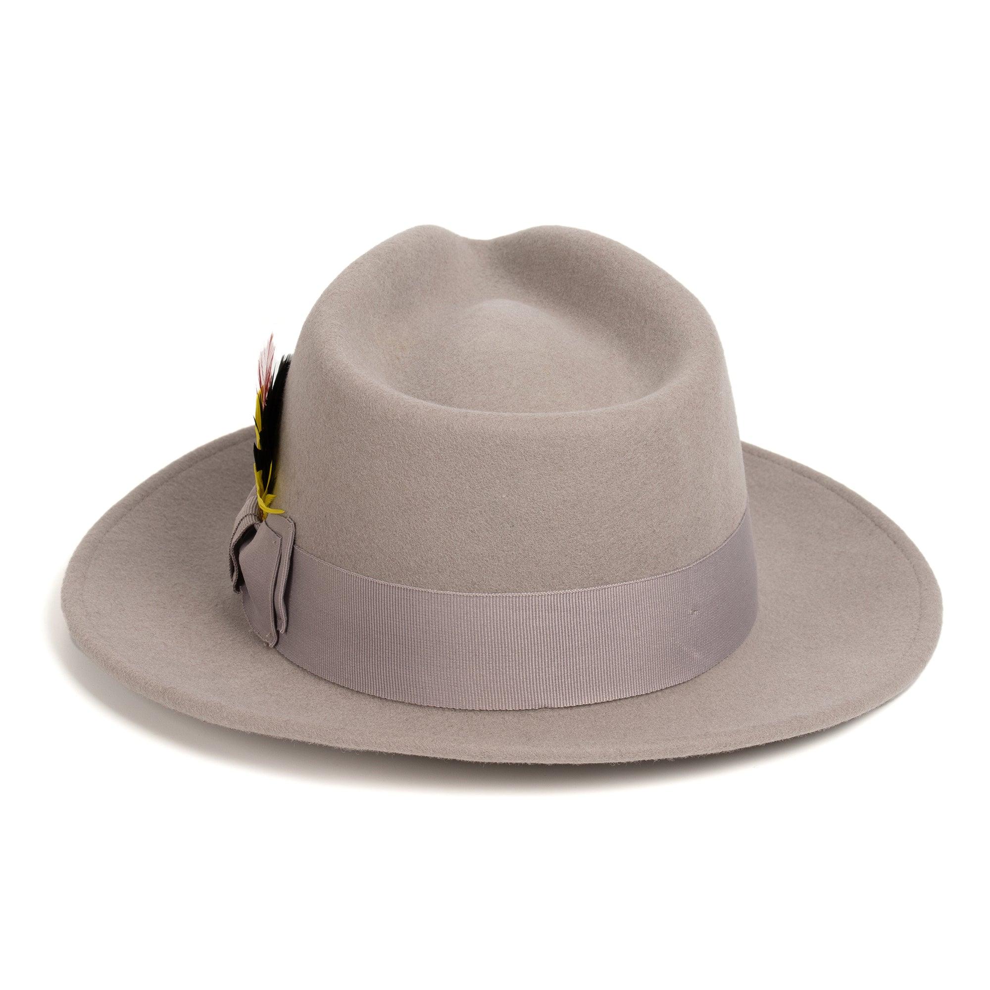 Crushable Light Grey 100% Australian Wool Fedora Hat - Ferrecci USA 