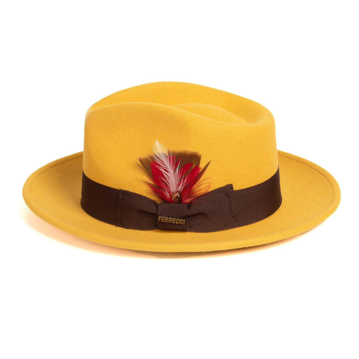 Crushable Mustard 100% Australian Wool Fedora Hat - Ferrecci USA 