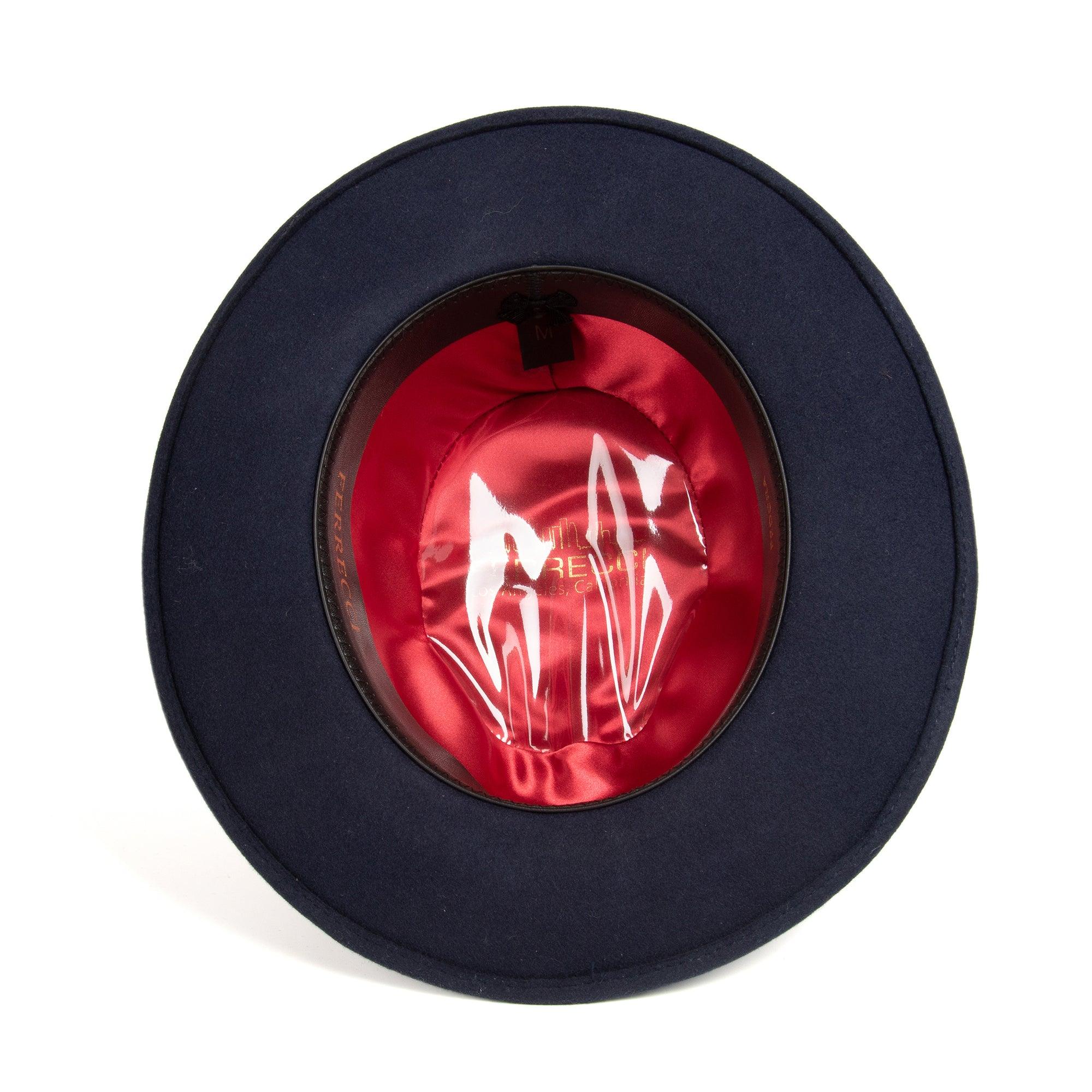 Crushable Navy 100% Australian Wool Fedora Hat - Ferrecci USA 