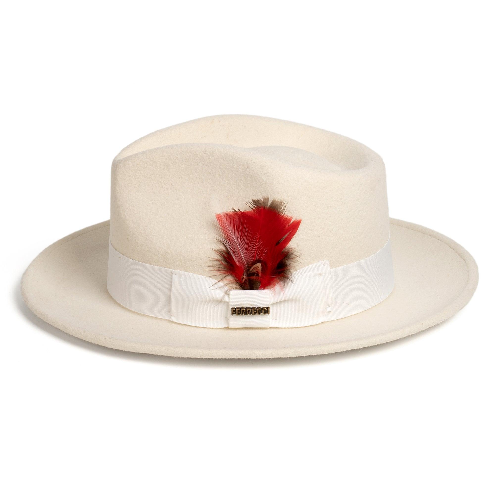 Crushable Off-White 100% Australian Wool Fedora Hat - Ferrecci USA 