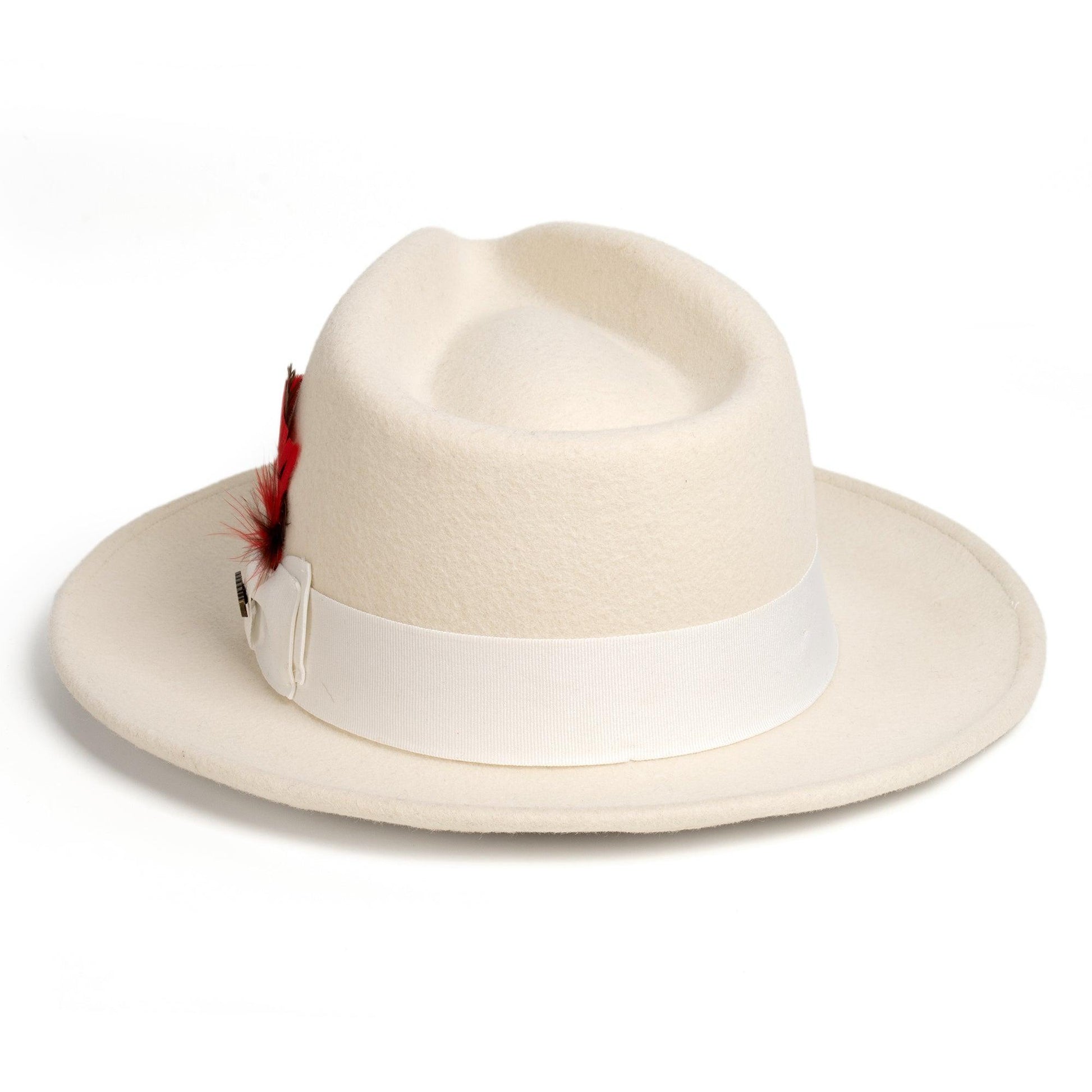 Crushable Off-White 100% Australian Wool Fedora Hat - Ferrecci USA 