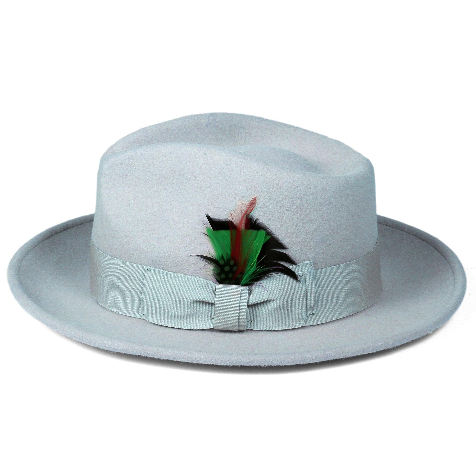 Crushable Sky Blue 100% Australian Wool Fedora Hat - Ferrecci USA 
