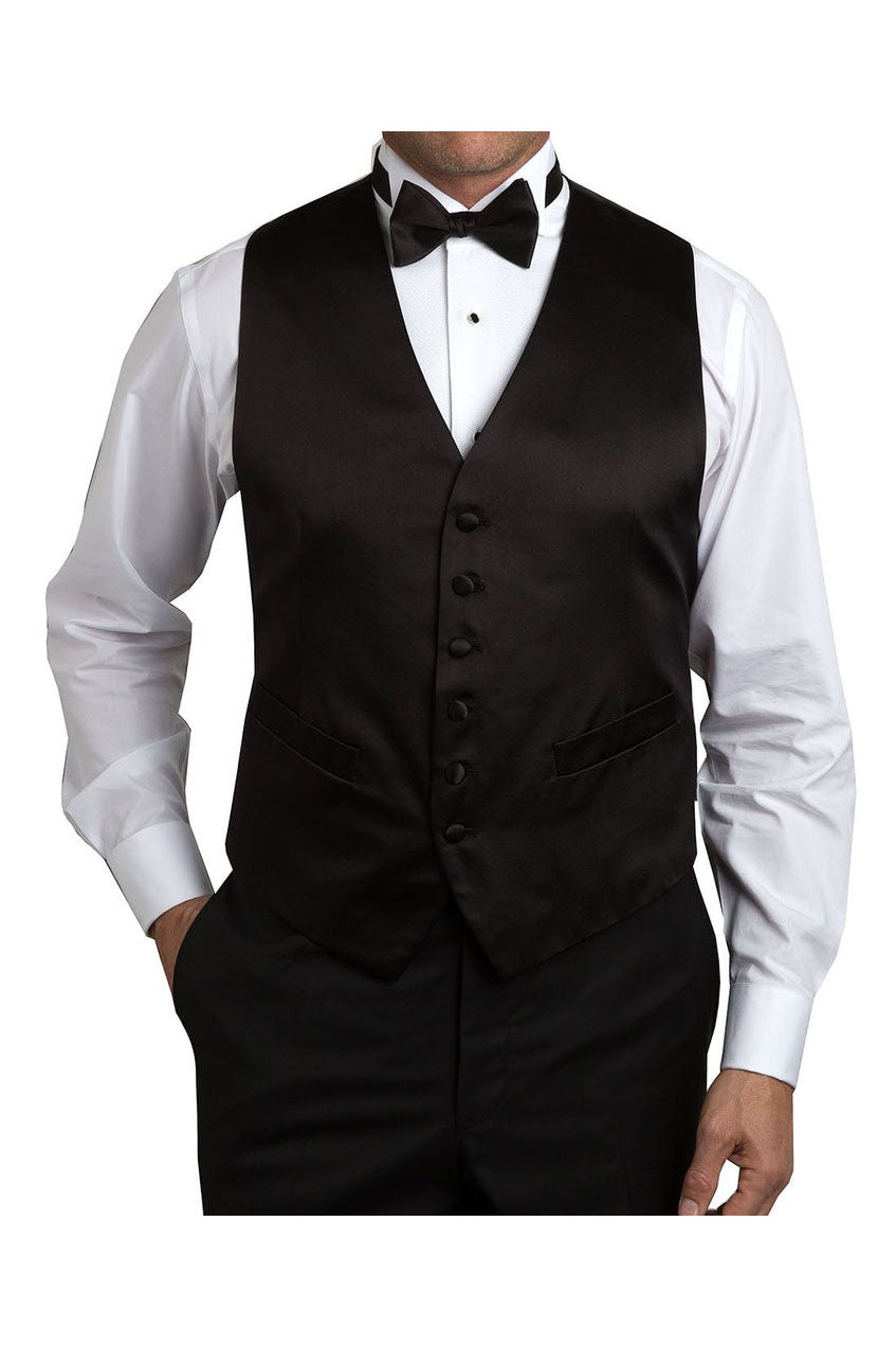 Black Silk Satin Tuxedo Vest – PolishedThreads.com