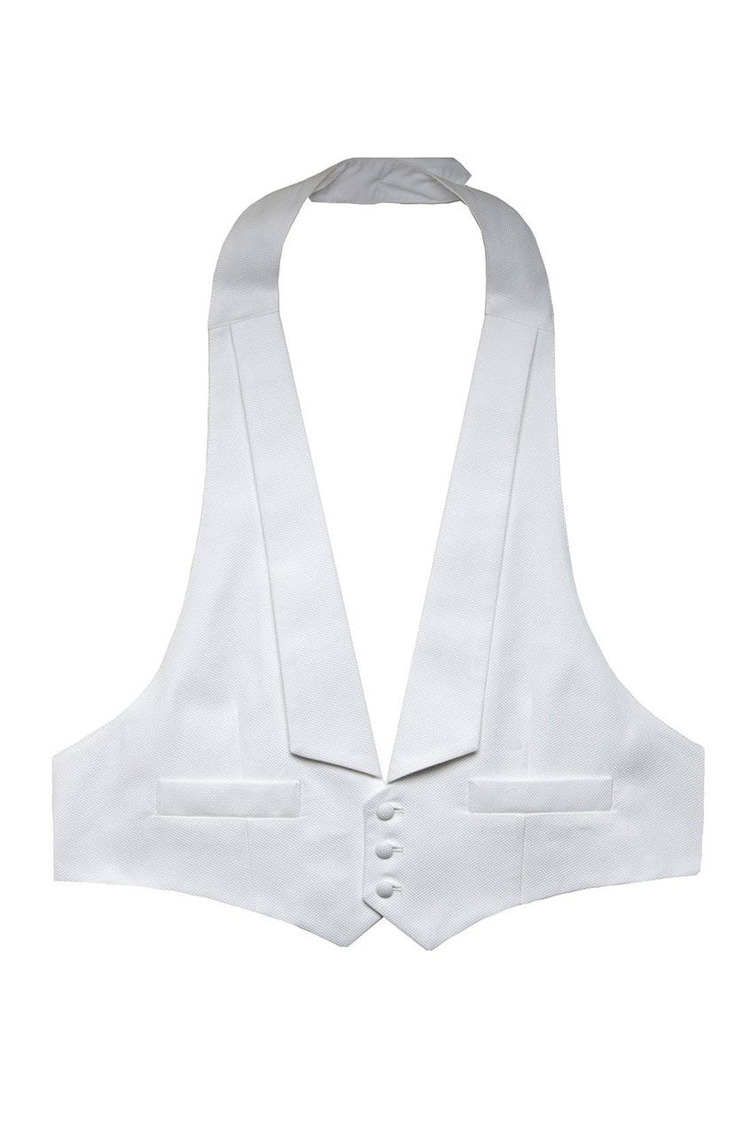 David Donahue White Pique Backless Tuxedo Vest