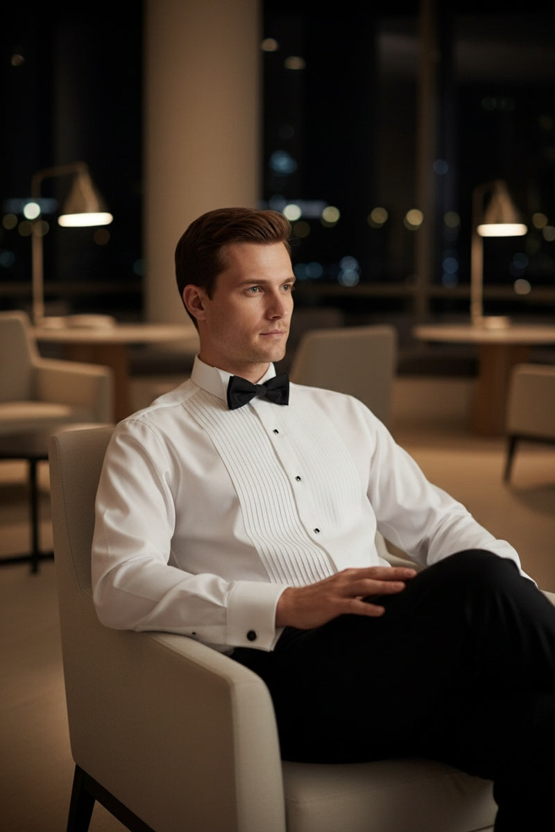 "David" White Wingtip Tuxedo Shirt
